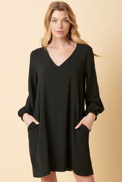 Airflow Balloon Sleeve Dress Black