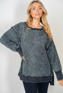 Oversized Mineral Wash Sweatshirt Black