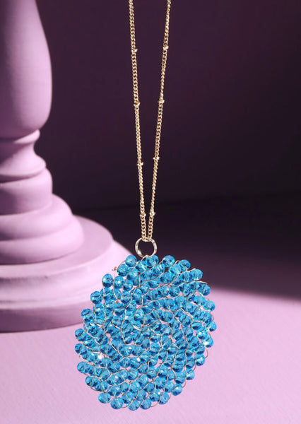 Glass Bead Circle Pendant Necklace