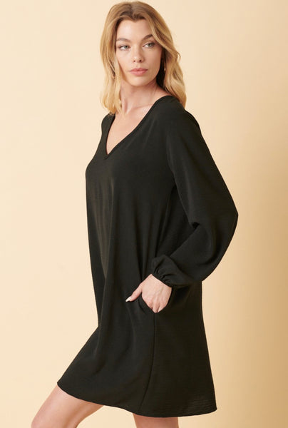 Airflow Balloon Sleeve Dress Black