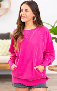 Vintage Sweatshirt Pullover Pink