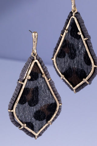 Hair on Hide Wrapped Pendant Earring