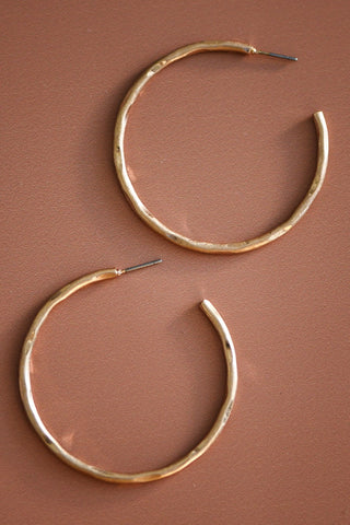 Hammered Gold Hoop Earring