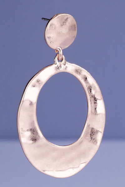 Hammered Metal Oval Earring