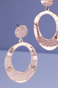 Hammered Metal Oval Earring