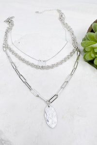 Hammered Oval Layered Necklace