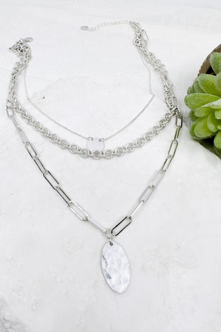 Hammered Oval Layered Necklace