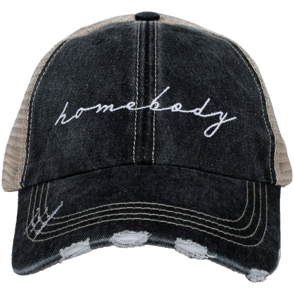 Homebody Embroidered Trucker Hat Black