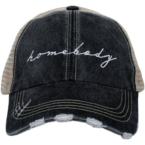 Homebody Embroidered Trucker Hat Black