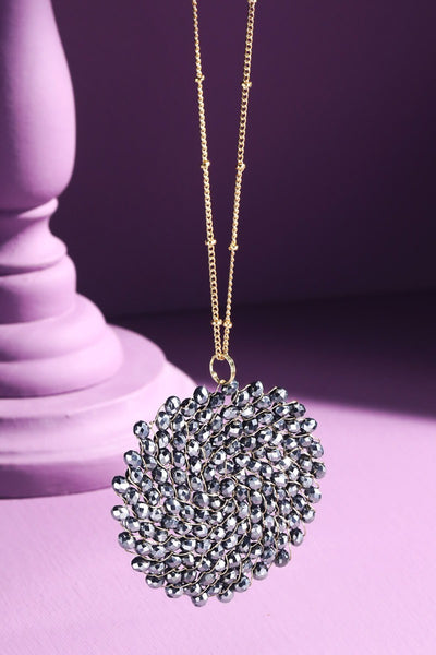 Glass Bead Circle Pendant Necklace