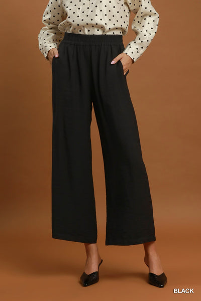 UMGEE Wide Leg Pull On Pant Black