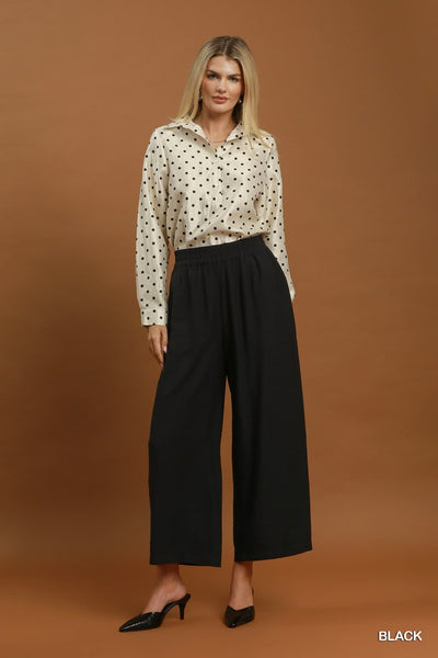 UMGEE Wide Leg Pull On Pant Black