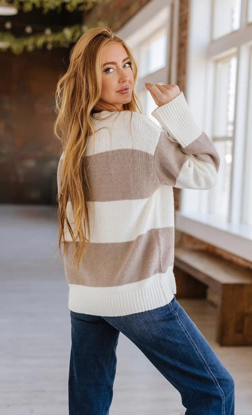 Lanie Taupe Classic Stripe Sweater