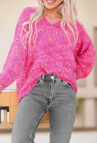Hot Pink Confetti Sweater