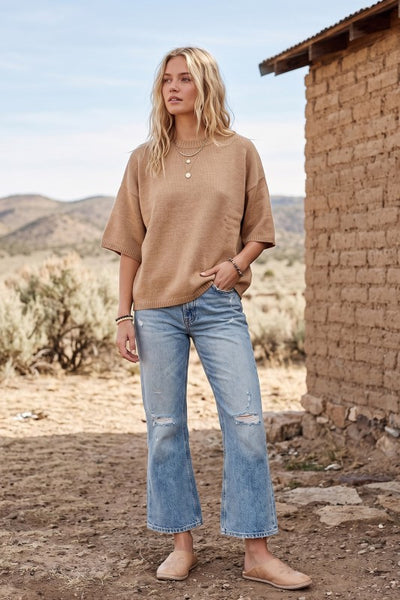 Short Sleeve Classic Sweater Taupe