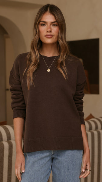 Cameron Long Sleeve Sweater Chocolate