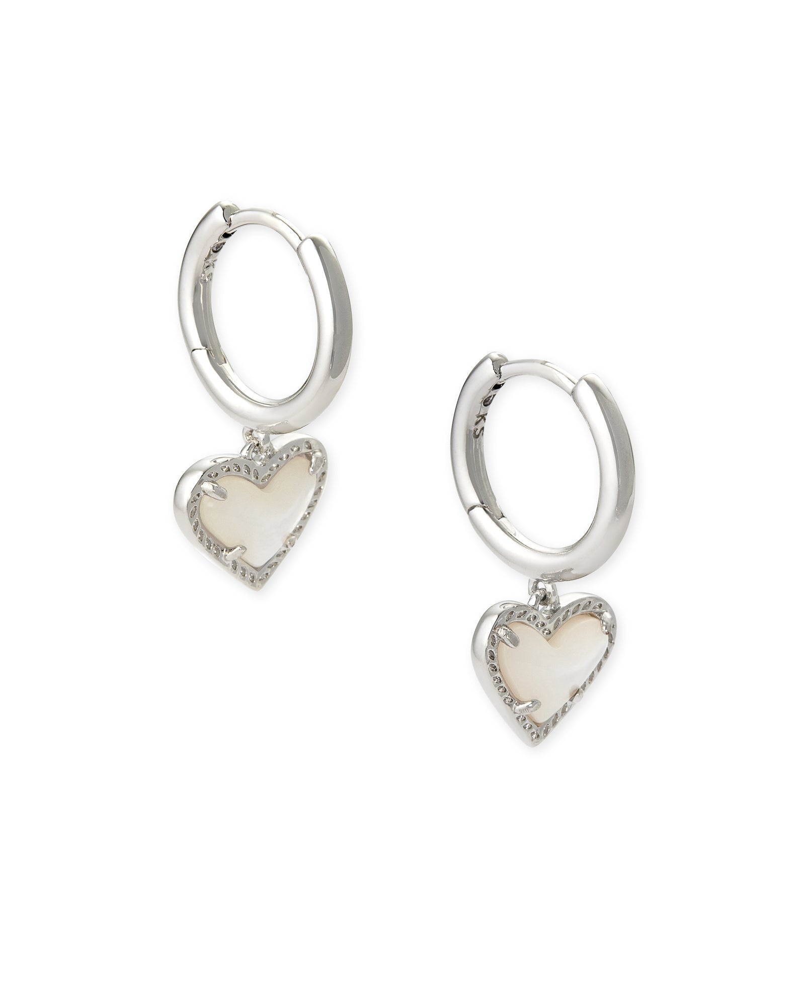 KS ARI HEART HUGGIE EARRINGS SILVER