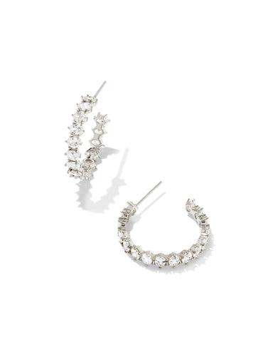 KS CAILIN CRYSTAL HOOP EARRINGS SILVER