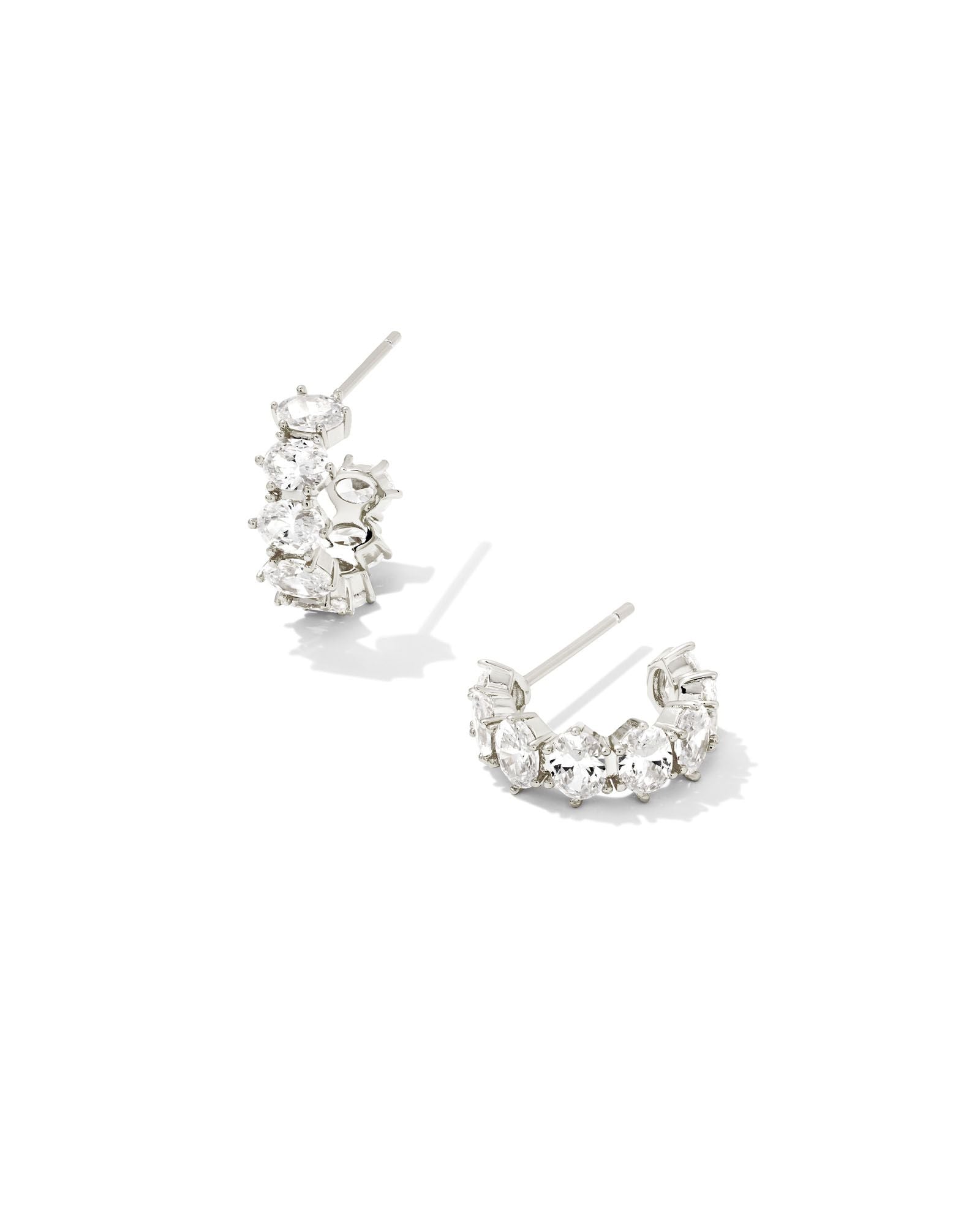 KS CAILIN CRYSTAL HUGGIE EARRINGS SILVER
