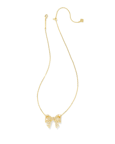 KS KRISTA BOW SHORT PENDANT NECKLACE GOLD
