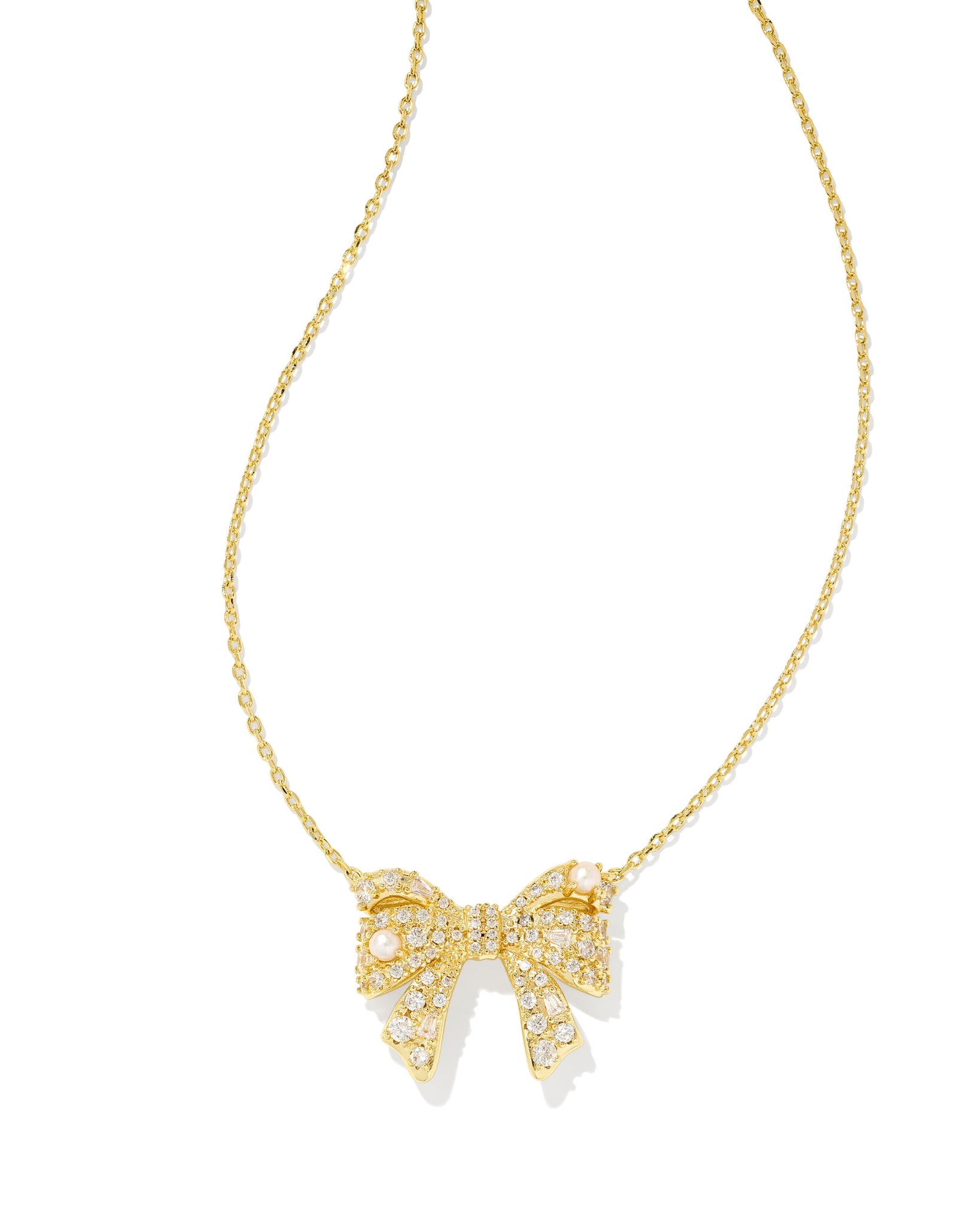 KS KRISTA BOW SHORT PENDANT NECKLACE GOLD