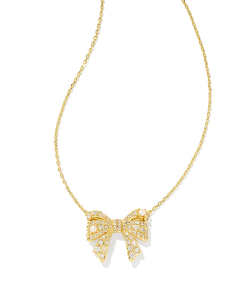 KS KRISTA BOW SHORT PENDANT NECKLACE GOLD