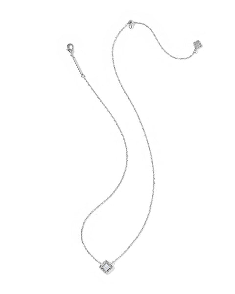 KS MALLORY CRYSTAL SHORT PENDANT NECKLACE SILVER
