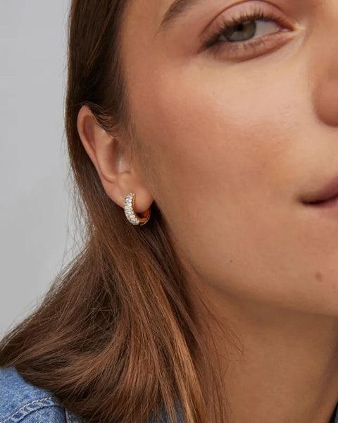 KS MIKKI PAVE HUGGIE EARRINGS GOLD