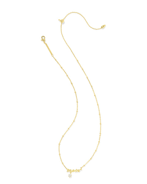 KS MOM CRYSTAL SHORT PENDANT NECKLACE GOLD