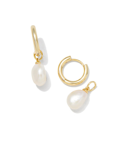 KS WILLA PEARL HUGGIE EARRINGS GOLD