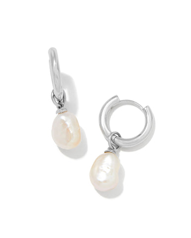 KS WILLA PEARL HUGGIE EARRINGS SILVER