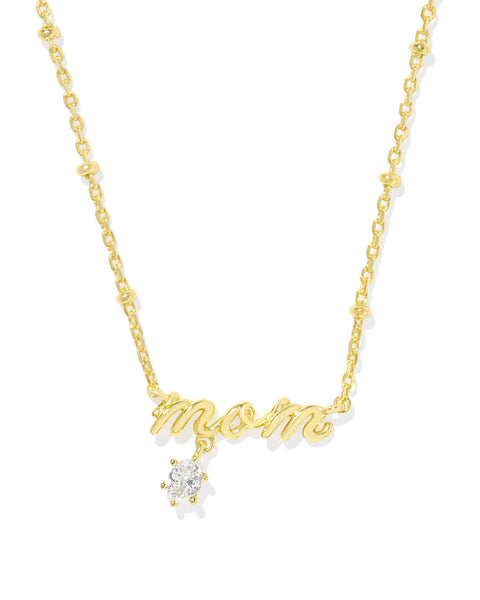 KS MOM CRYSTAL SHORT PENDANT NECKLACE GOLD