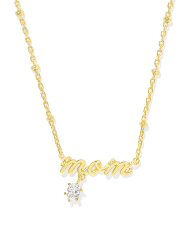 KS MOM CRYSTAL SHORT PENDANT NECKLACE GOLD