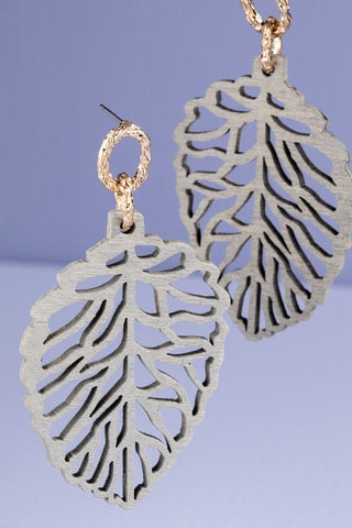 Laser Cut Metal Leaf Earring