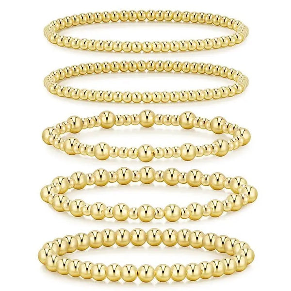 Layered Gold Bead Stretch Bracelet