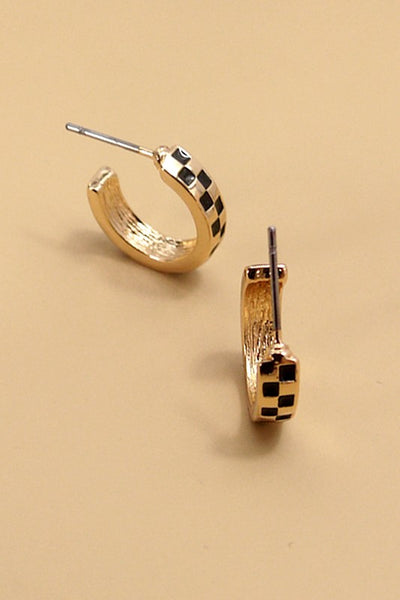 Mini Checkered Hoop Earring