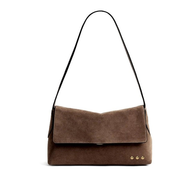 Miranda Suede Flap Crossbody Chocolate
