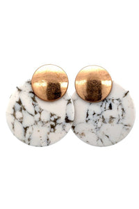 Natural Stone Stud Drop Earring White
