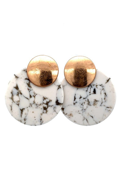 Natural Stone Stud Drop Earring White