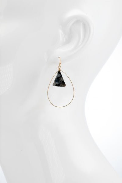 Natural Stone Triangle Drop Earring