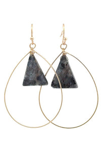 Natural Stone Triangle Drop Earring