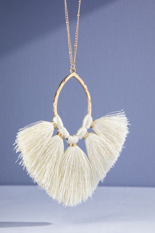 Oval Drop Tied Tassel Necklace