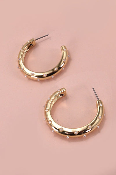 Pearl Studded Hoop Earring