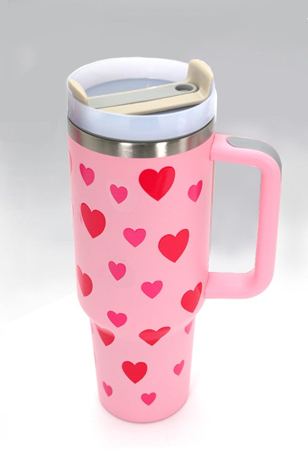 Pink Heart 40oz Stainless Tumbler