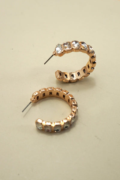 Rhinestone Baguette Hoop Earring
