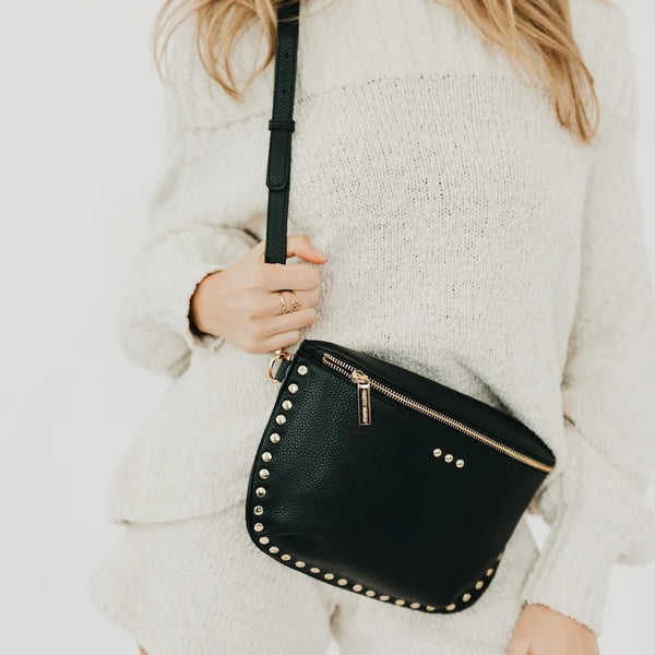 Sabrina Pebble Studded Bum Bag Black