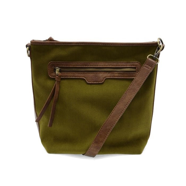 Silas Corduroy Crossbody Bucket Bag Olive