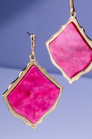 Square Stone Drop Pendant Earring