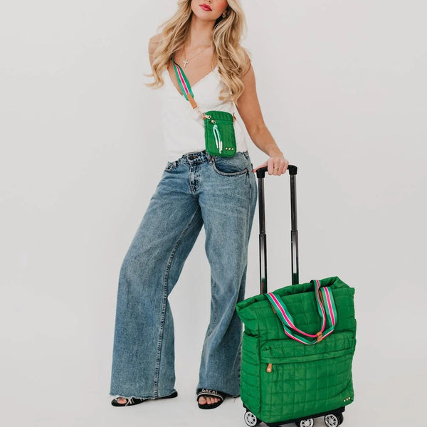 Tenley Quilted Tote Roller Bag Green