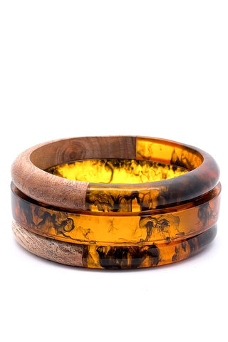 Three Tiered Multi Wood Bracelet